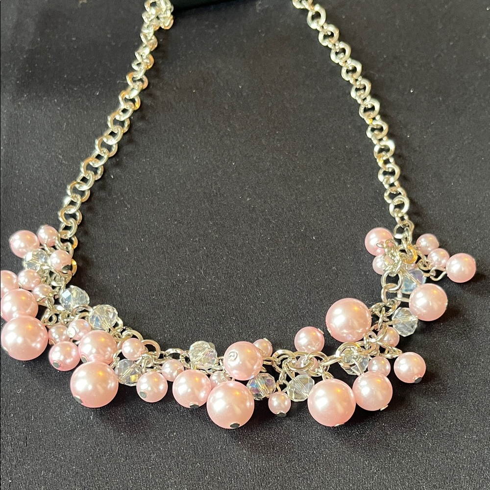 Paparazzi Pink Pearl and Crystal Necklace